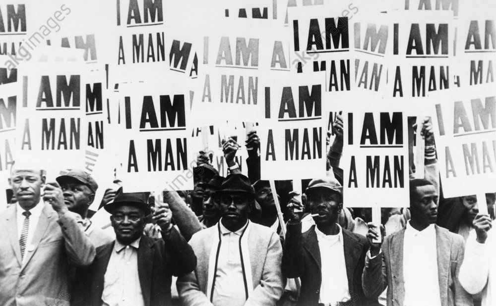 Memphis Sanitation Strike: Protest of 1300 black sanitation workers against poor treatment, discrimination and dangerous working conditions. 12th February 1968. AKG28156