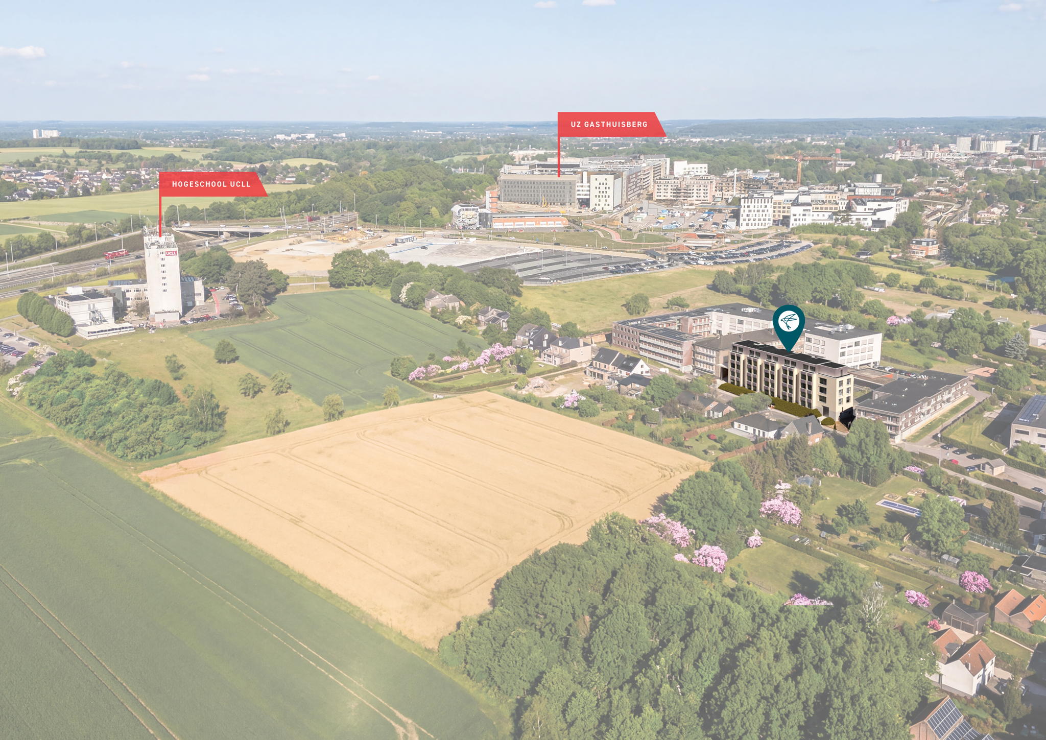 De UCLL campus en campus Gasthuisberg liggen vlakbij.