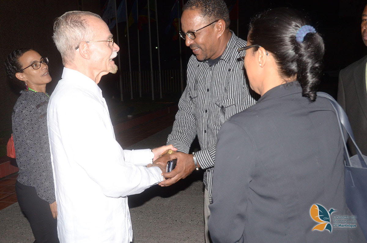 Hon. Alfred Marie-Jeanne, The President of the Executive Council of Martinique greets delegation members.