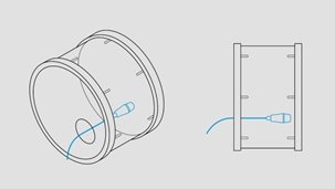 Die Position tief in der Bass Drum, nur einige Fingerbreit vom Schlagfell entfernt, betont den Anschlag und blendet viele Resonanzen aus. Der Sound ist eher trocken.