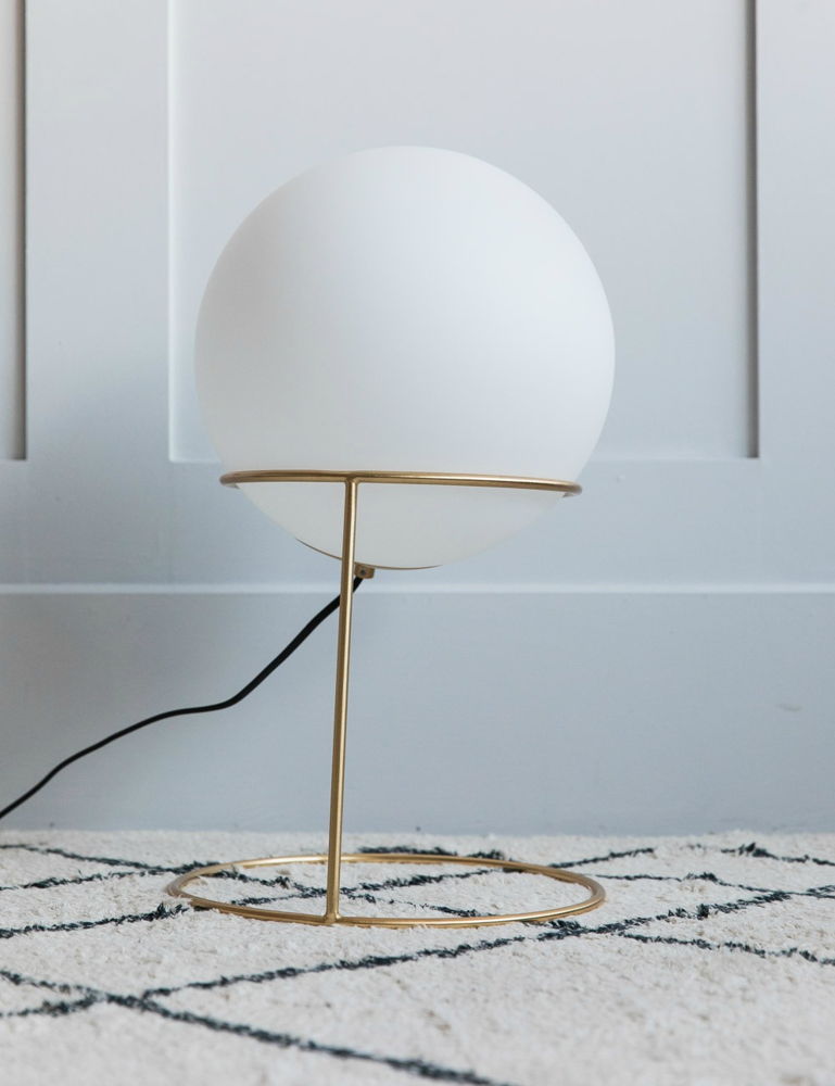 Solento Brass & White Globe Floor Lamp