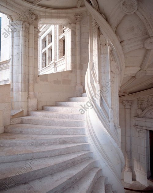 Spiral staircase at the Château de Blois. AKG901834