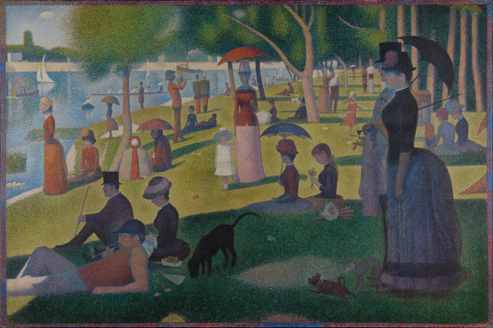 2 December: Georges Seurat was born in 1859. The French post-Impressionist painter developed techniques known as chromoluminarism (the separation of colours into individual dots of patches) and pointillism (where small painted dots create an image). For many people, their first experience of Seurat was during Cameron's moment of introspection in a museum in the film Ferris Bueller's Day Off. ​ (AKG7237804. "A Sunday Afternoon on the Island of La Grande Jatte", 1884-86, by Georges Seurat. ©akg-images)