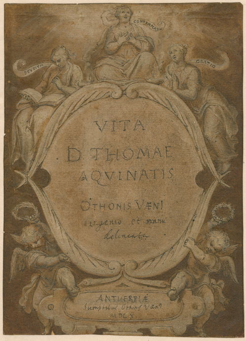 ONTWERP VOOR HET TITELBLAD VAN HET LEVEN VAN THOMAS VAN AQUINO
1610, gesigneerd
Otto van Veen 
