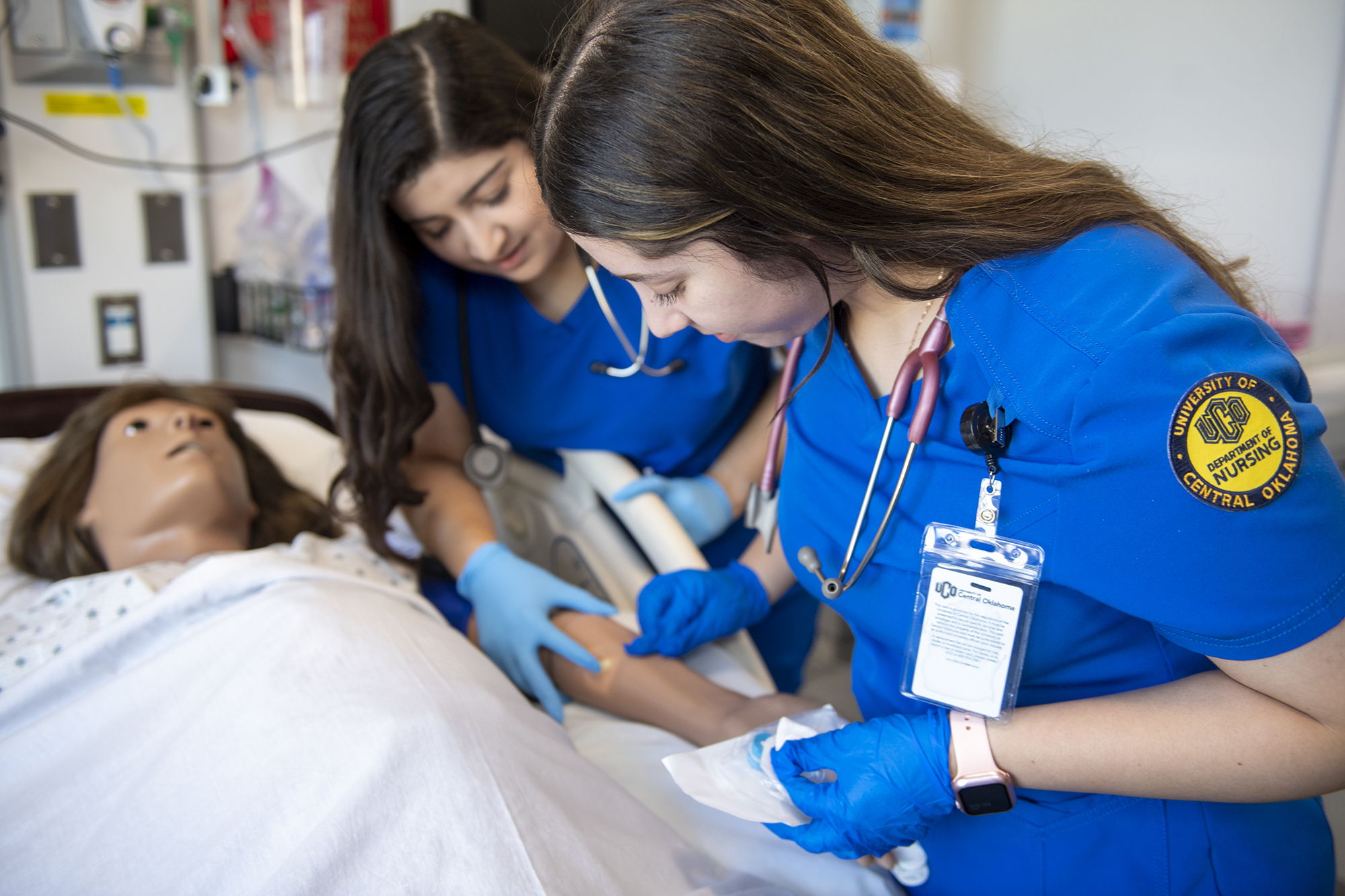 UCO Nursing students working in one of the skills labs.