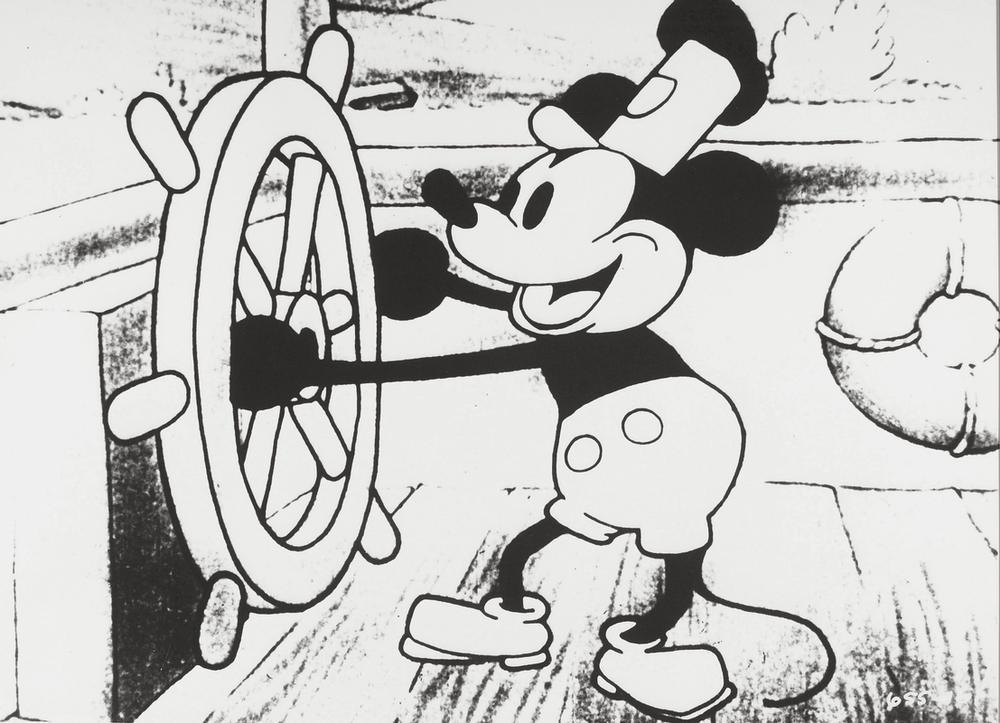 18 November 1928 - Steamboat Willie was released by Walt Disney Studios. The film was Mickey Mouse's third outing, but the first to be released with synchronised sound which quickly rendered silent animation obsolete and launched the Disney empire. (Mickey Mouse in Steamboat Willie, the first cartoon short movie made with sound in 1928. AKG504718 © akg-images / Album / Walt Disney Pictures)