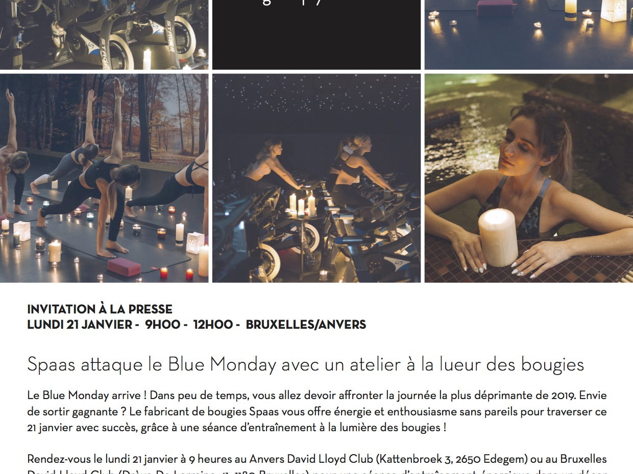 INVITATION: Spaas attaque le Blue Monday avec un atelier à la lueur des bougies