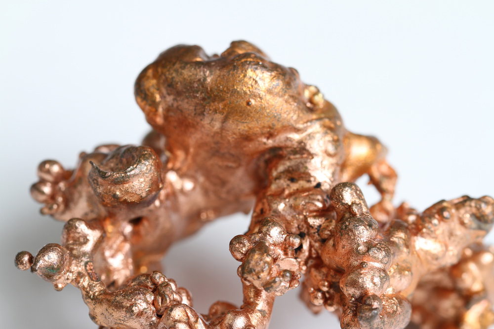 Copper specimen. Copper is one of only a few metals to occur in nature in elemental (native) form. It takes the form of reddish-brown nuggets of metal. AKG8125988 ©akg-images / PHOTO RF / SCIENCE SOURCE Copper specimen. Copper is one of only a few metals to occur in nature in elemental (native) form. It takes the form of reddish-brown nuggets of metal. AKG8125988 ©akg-images / PHOTO RF / SCIENCE SOURCE