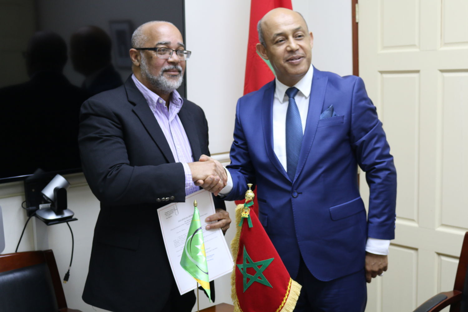 Ambassador of the Kingdom of Morocco to the OECS, H.E. Abderrahim Kadmiri, presents credentials to the Director General of the OECS, Dr. Didacus Jules on Friday, April 7th 2017.