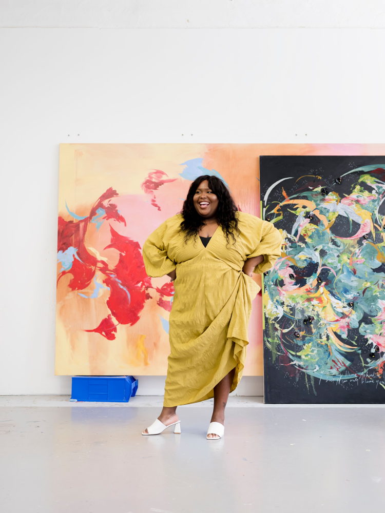 Michaela Yearwood-Dan in her studio, 2024. Courtesy the artist and Hauser & Wirth. Photo: Ollie Adegboye Michaela Yearwood-Dan in her studio, 2024. Courtesy the artist and Hauser & Wirth. Photo: Ollie Adegboye