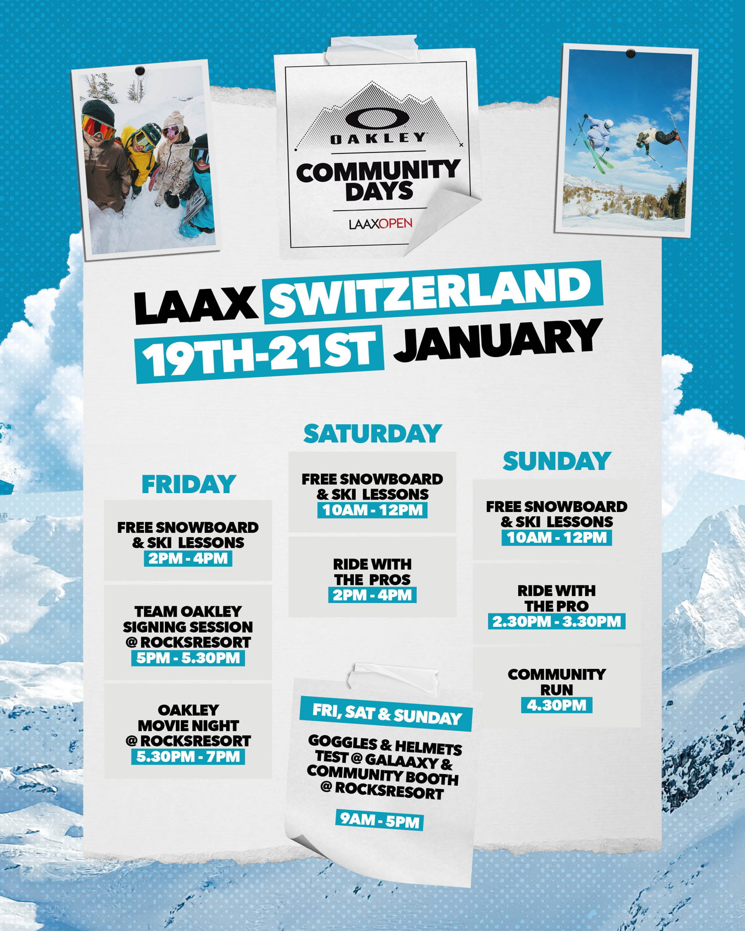 OAKLEY LAAX COMMUNITY DAYS AGENDA
