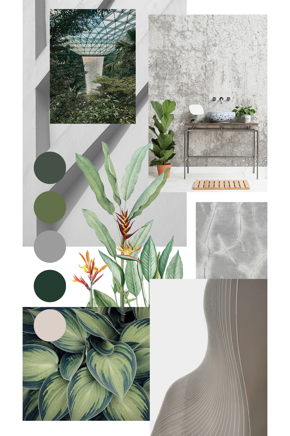 Plants and industrial textures will be invading our interior spaces