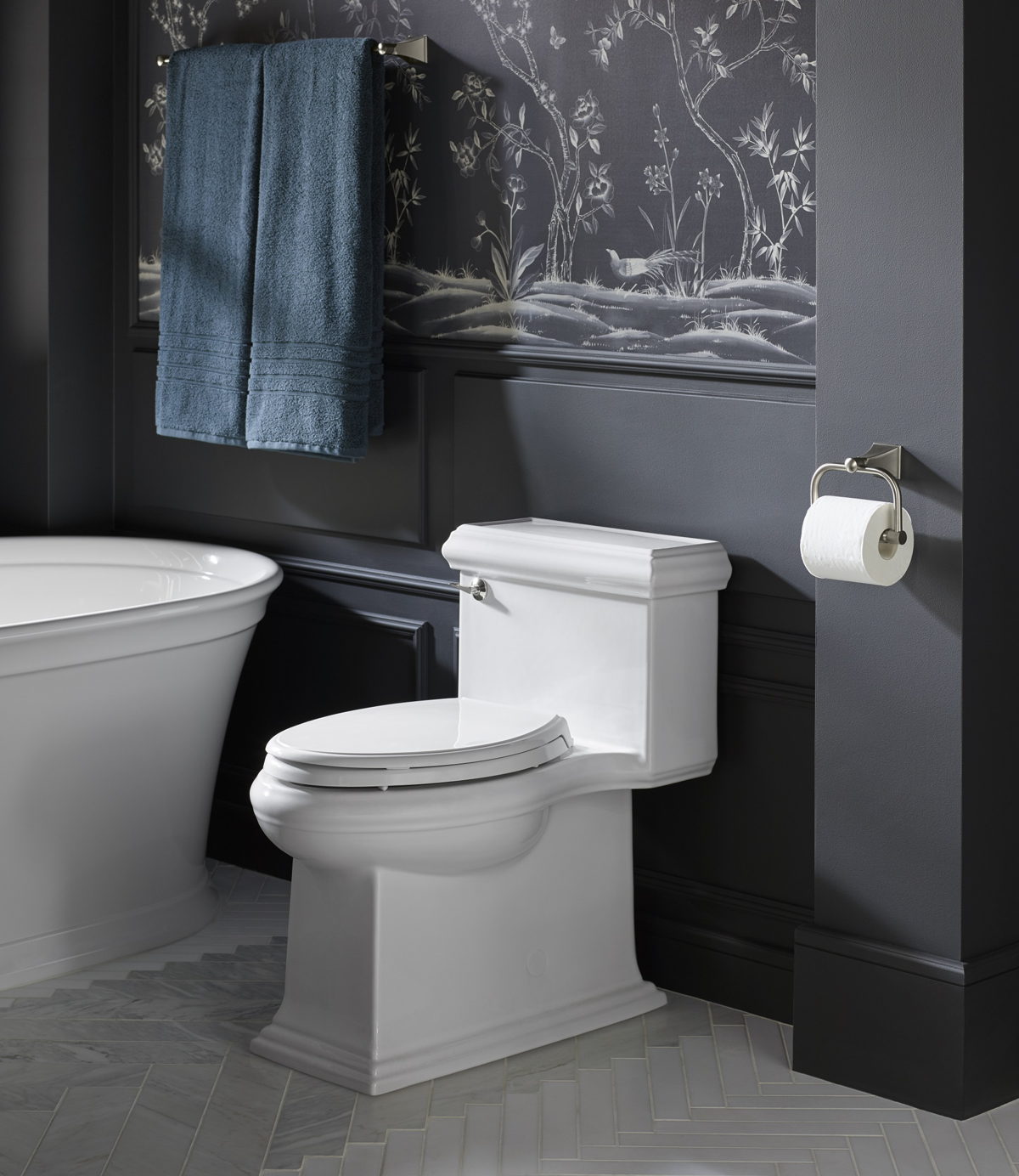 Kohler Memoirs elongated skirted toilet. Image courtesy of Kohler.