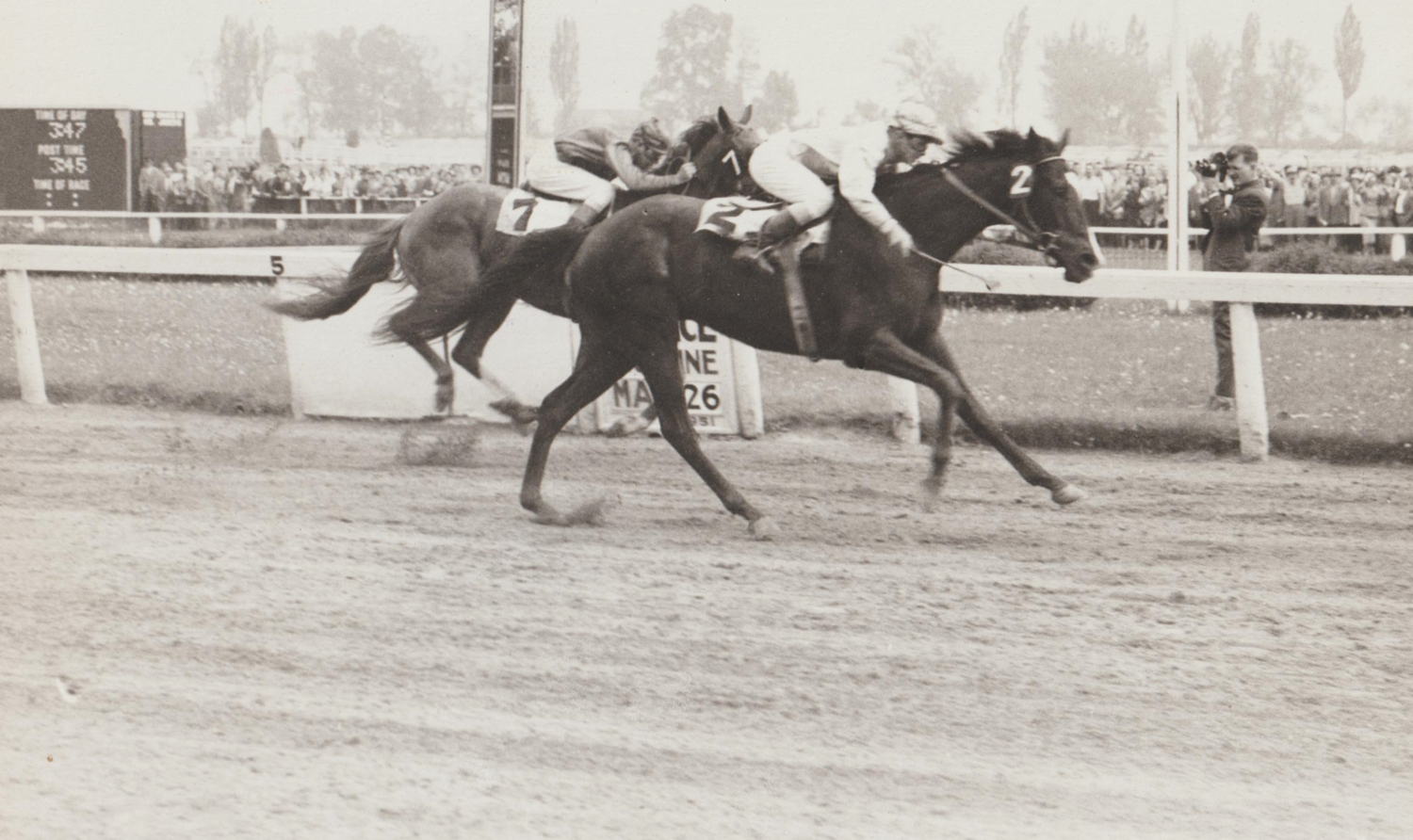 Major Factor and jockey Alf Bavington winning the 92nd King's Plate on May 26, 1951 (Photo courtesy of Georgina MacDougall)