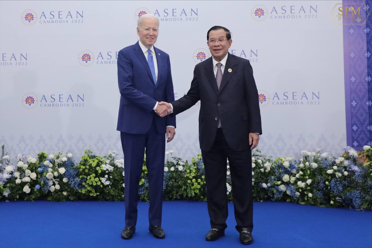 President Biden and Prime Minister Hun Sen at the ASEAN Summit. Credit: Samdech Hun Sen, Cambodian Prime Minister on Facebook.