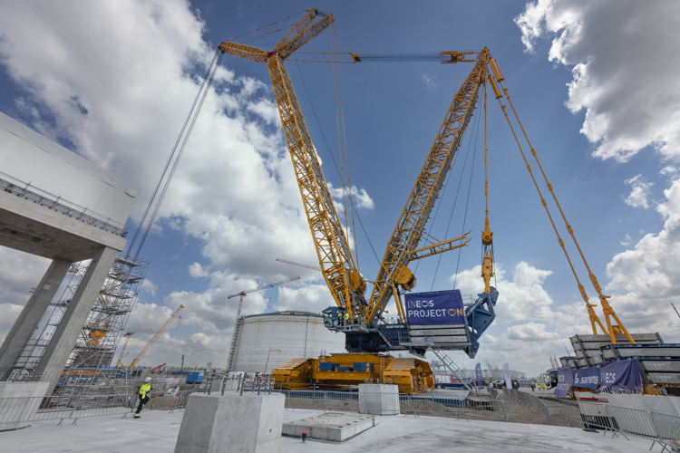 Strong Sofie, biggest crawler crane in Europe came straight from the factory to the Project ONE site.