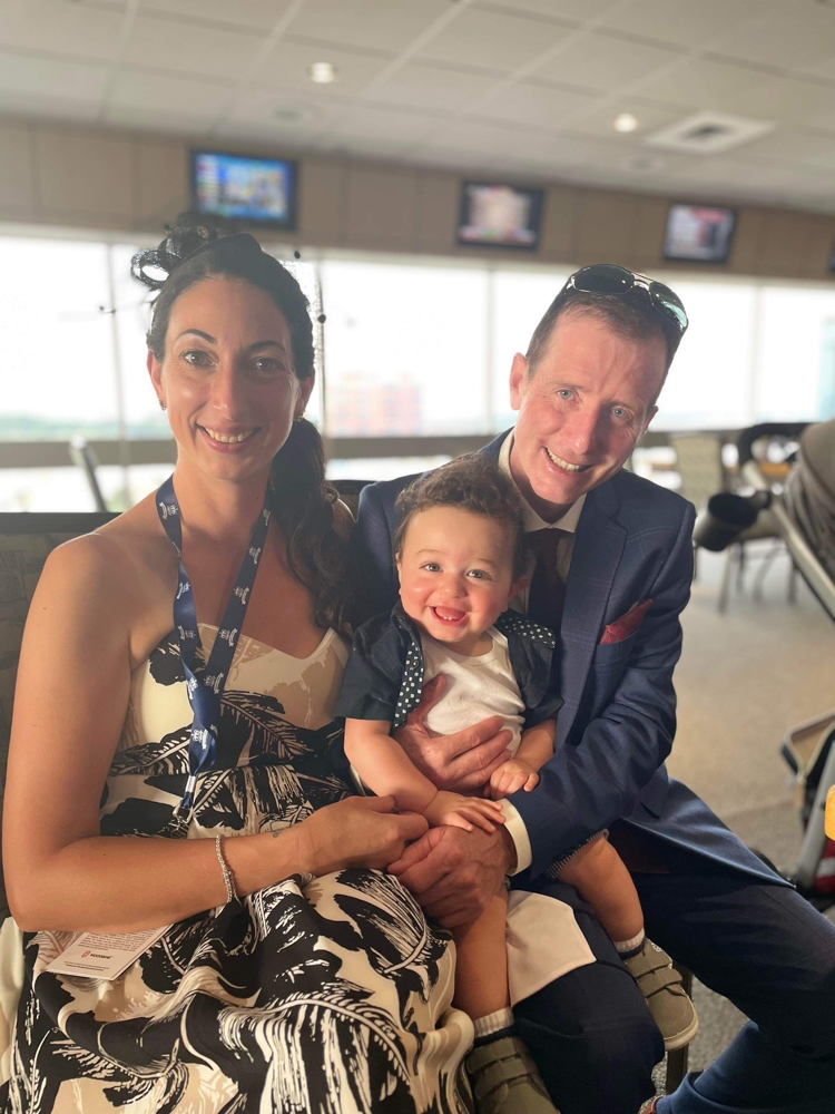 Cristian Boulanger learning the ropes of racing early with his parents. (Supplied) 