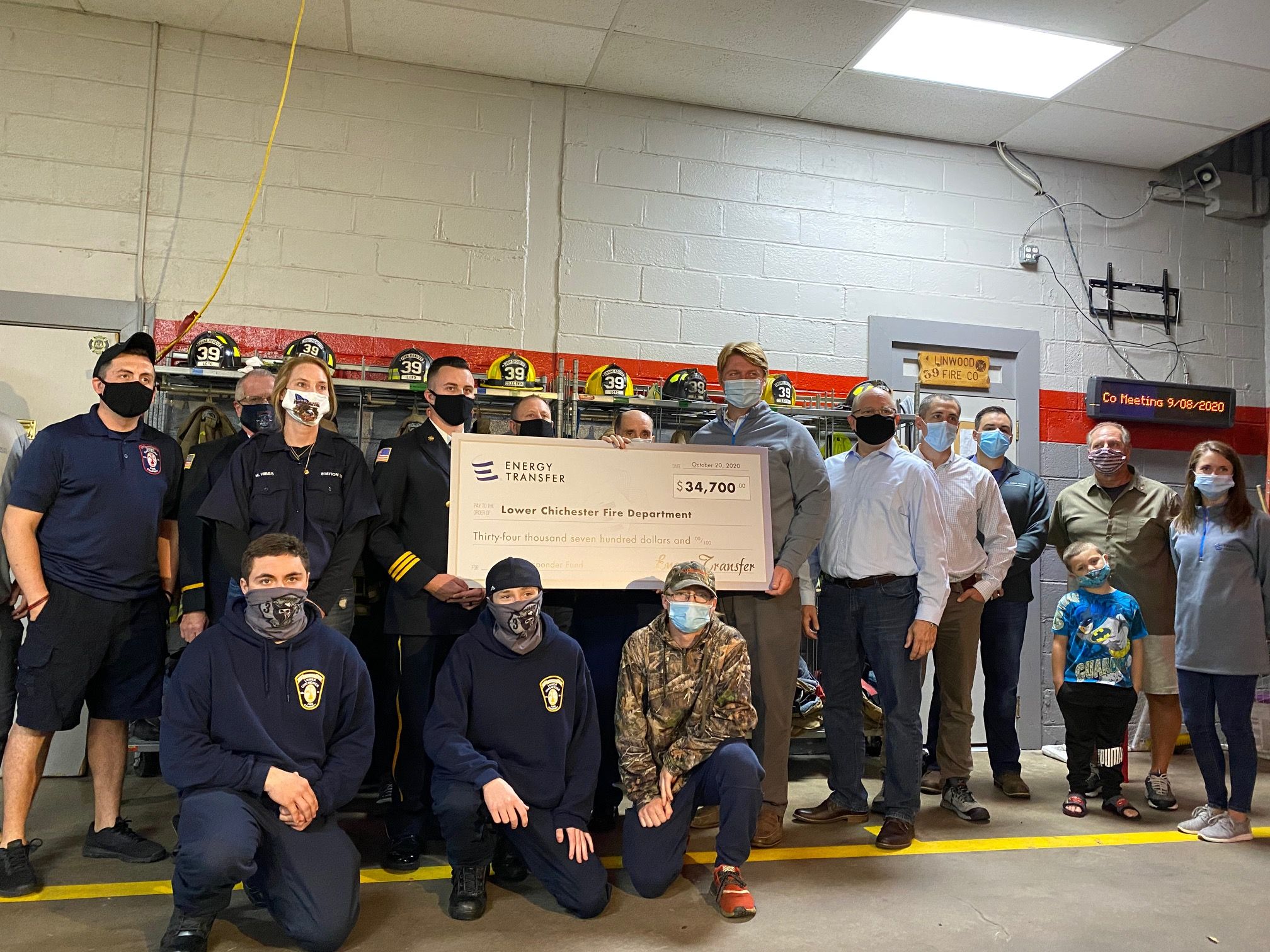Energy Transfer presents a check for $34,700 to the Lower Chichester Volunteer Fire Department