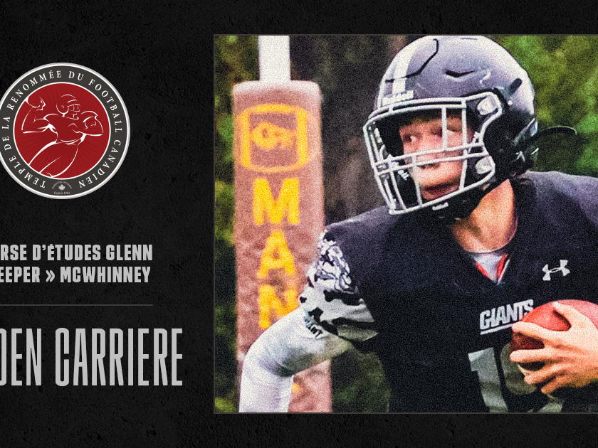 Hayden Carriere reçoit la bourse d’études Glenn « Keeper » McWhinney