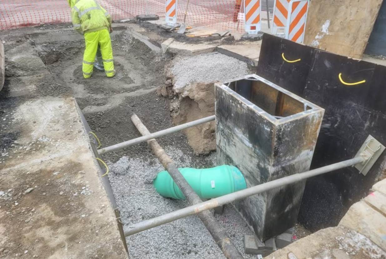 New catch basin recently installed at Fifth Avenue and Jumonville Street