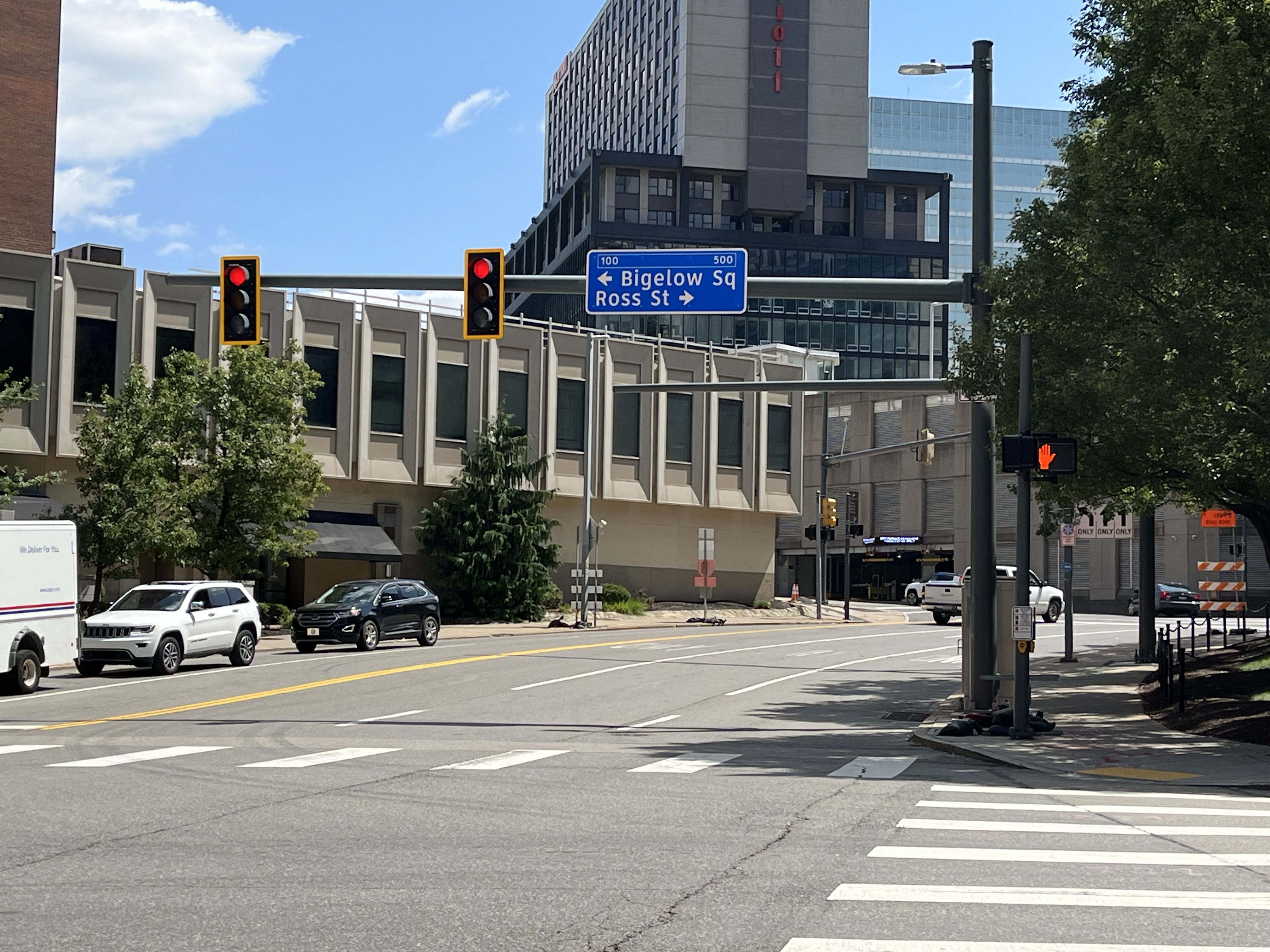 New traffic signals recently installed at Sixth Avenue and Ross Street