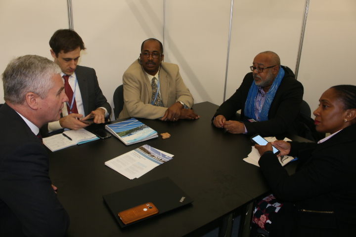 Dr. Didacus Jules, Director General of the OECS, Mr. Chrispin D'Auvergne, OECS Climate Change & Disaster Risk Management Coordinator, and Mrs. Norma Cherry-Fevrier, OECS Environmental Sustainability Officer, met with Mr. Frank Rijsberman, Director-General, and Mr. James Sheppard, Head of Partnerships, of the Global Green Growth Institute (GGGI).