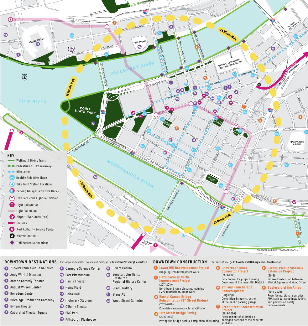 Pittsburgh Map courtesy of Pittsburgh Downtown Partnership