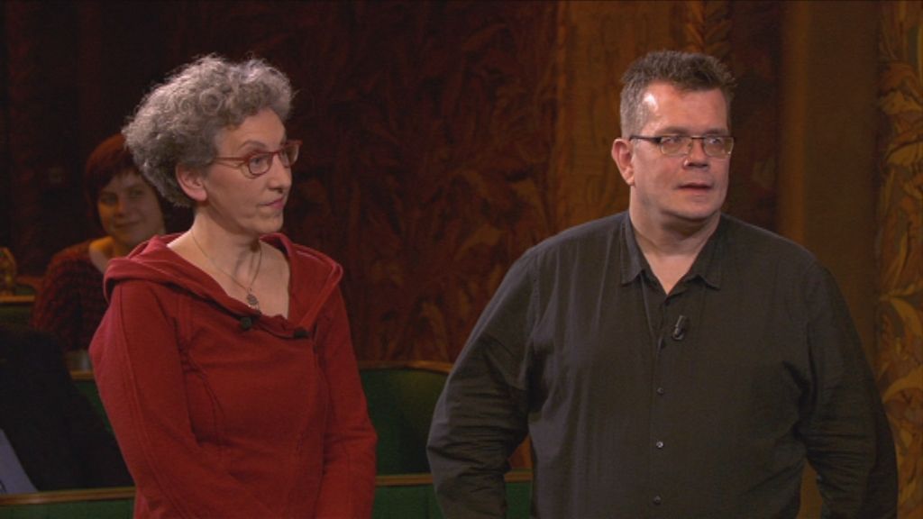 Het Groot Dictee - De Vlaamse finalisten Kristien Bonneure en Marco Sanders - (c) Men at Work / VRT