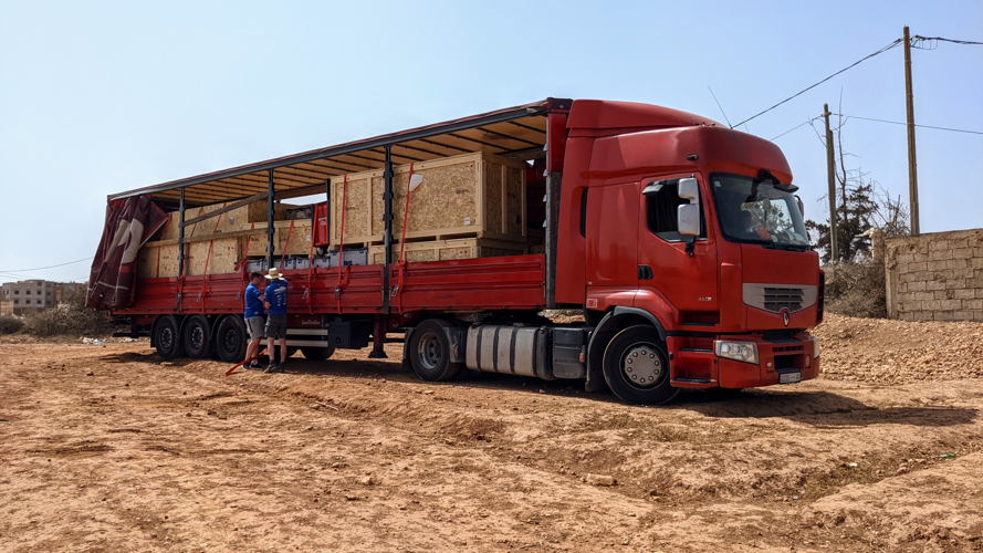 Uitladen van de truck