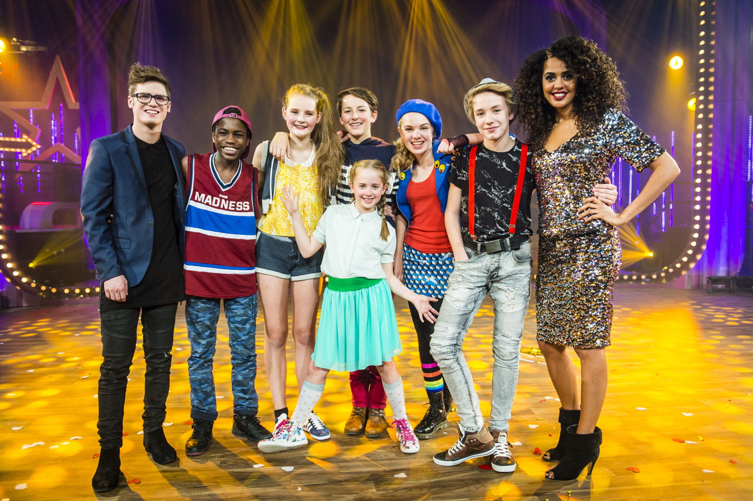 Ketnet Musical: de cast, kinderhoofdrollen en Tatyana Beloy en Thomas Van Achteren (c) Frederik Beyens