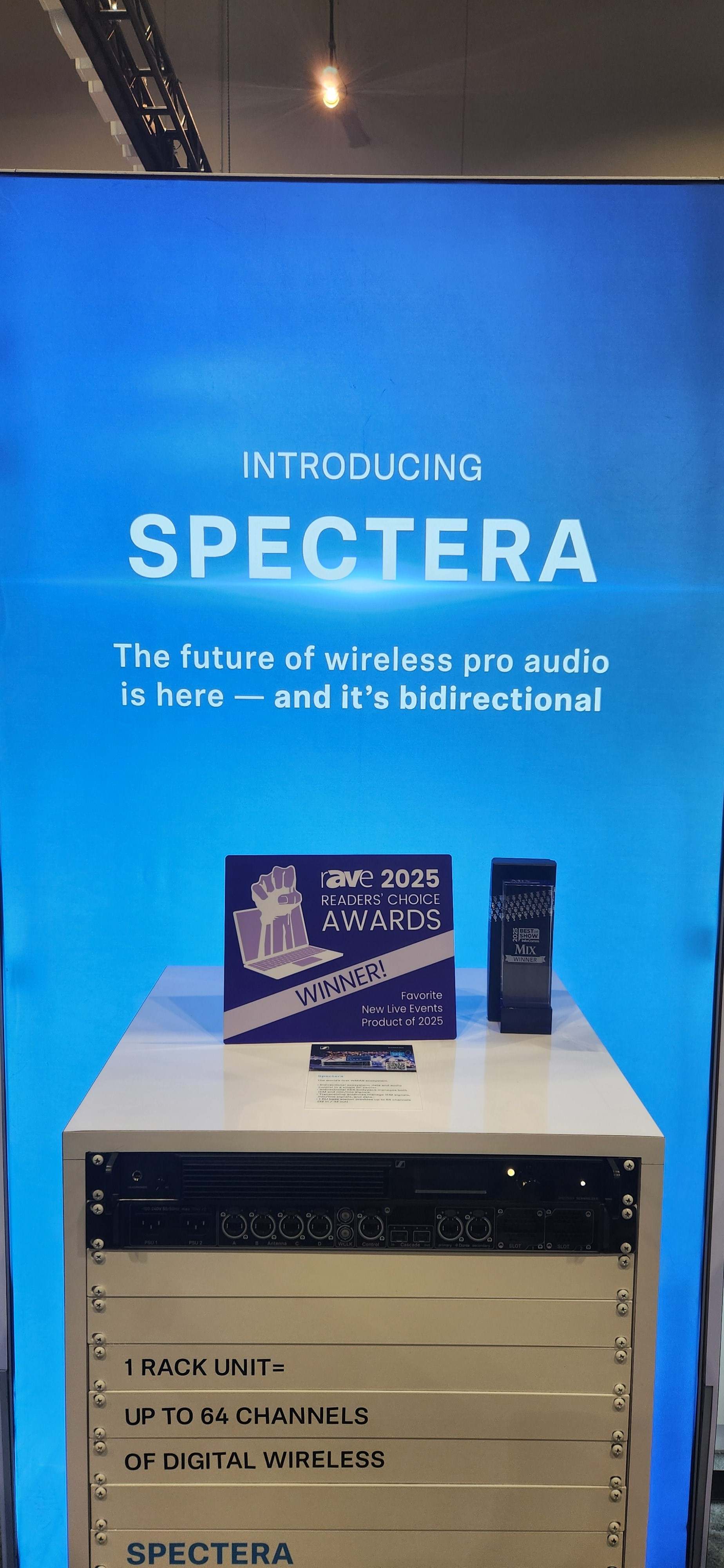 Sennheiser’s Spectera system at InfoComm, along with its awards from Mix and rAVe.