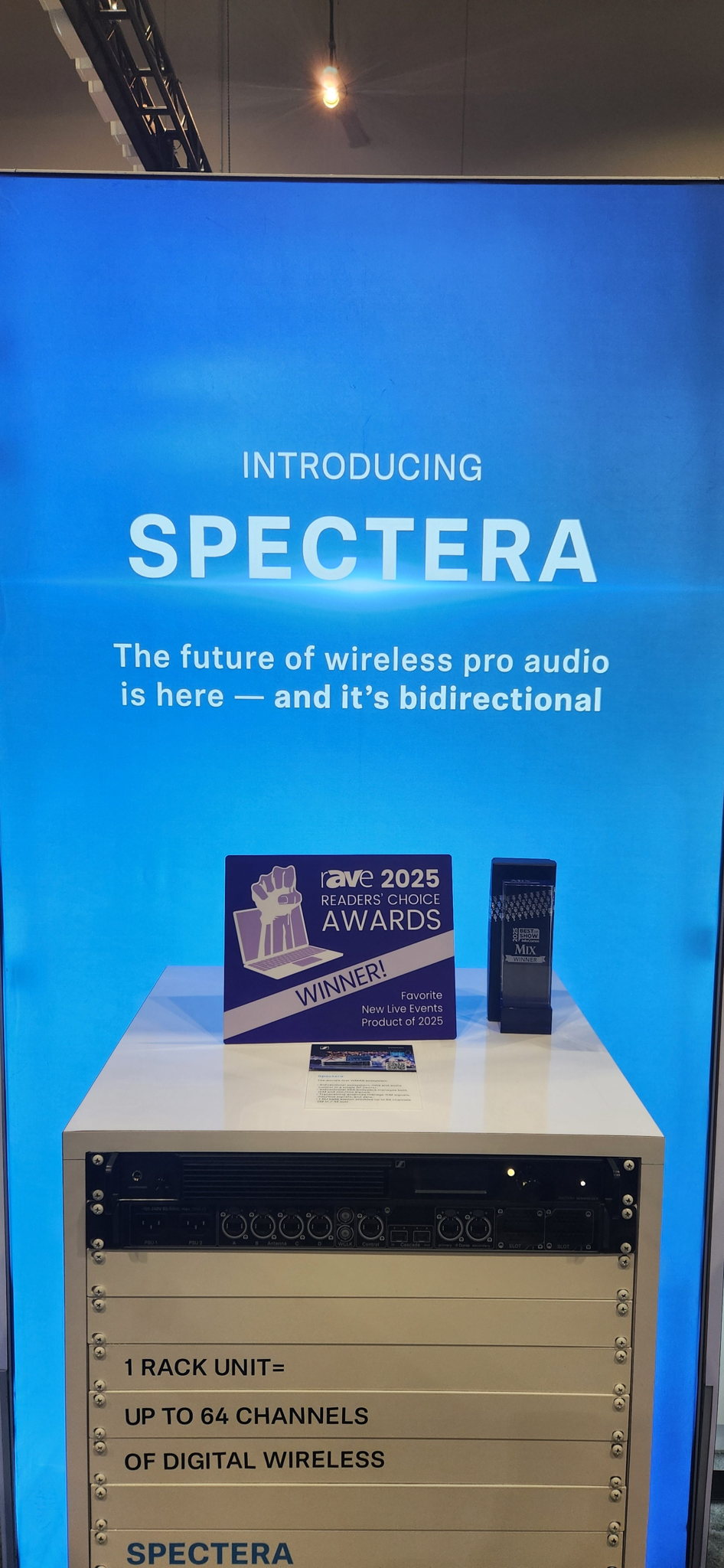 Sennheiser’s Spectera system at InfoComm, along with its awards from Mix and rAVe.
