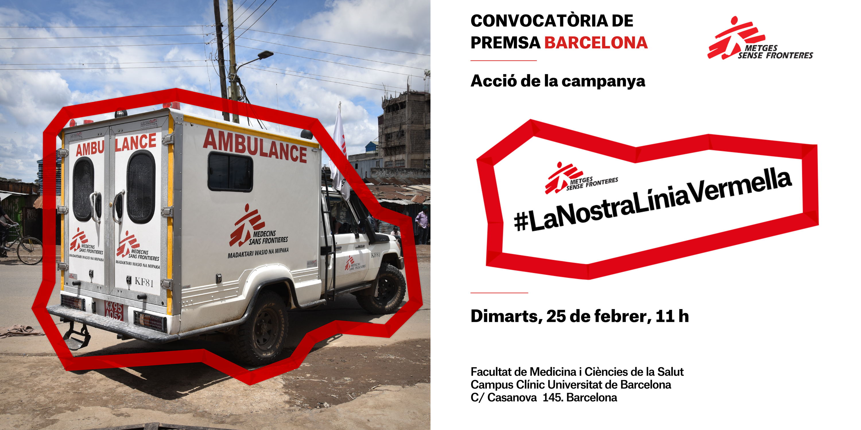 CONVOCATÒRIA DE PREMSA. OPORTUNITAT GRÀFICA: Una ambulància per a alertar sobre els atacs a civils, personal sanitari i hospitals