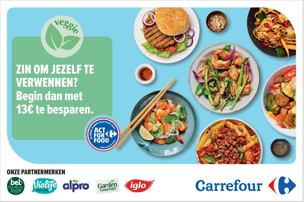 Carrefour en vijf leveranciers sensibiliseren rond vegetarische voeding met campagne en breed, betaalbaar aanbod 