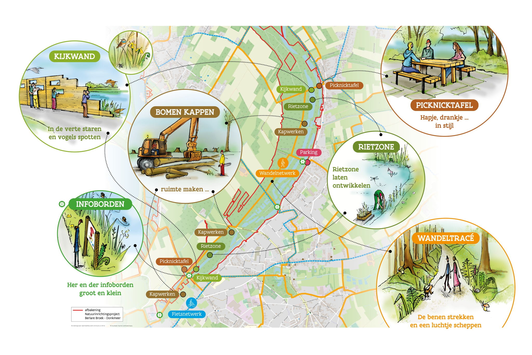 Overzicht van inrichtingsmaatregelen in Berlare Broek © VLM, Kyra Boelens Overzicht van inrichtingsmaatregelen in Berlare Broek © VLM, Kyra Boelens