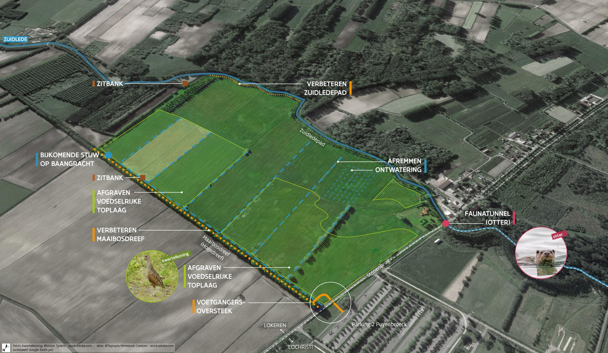Visualisatie van de maatregelen die uitgevoerd worden © Vlaamse Landmaatschappij, Kyra Boelens