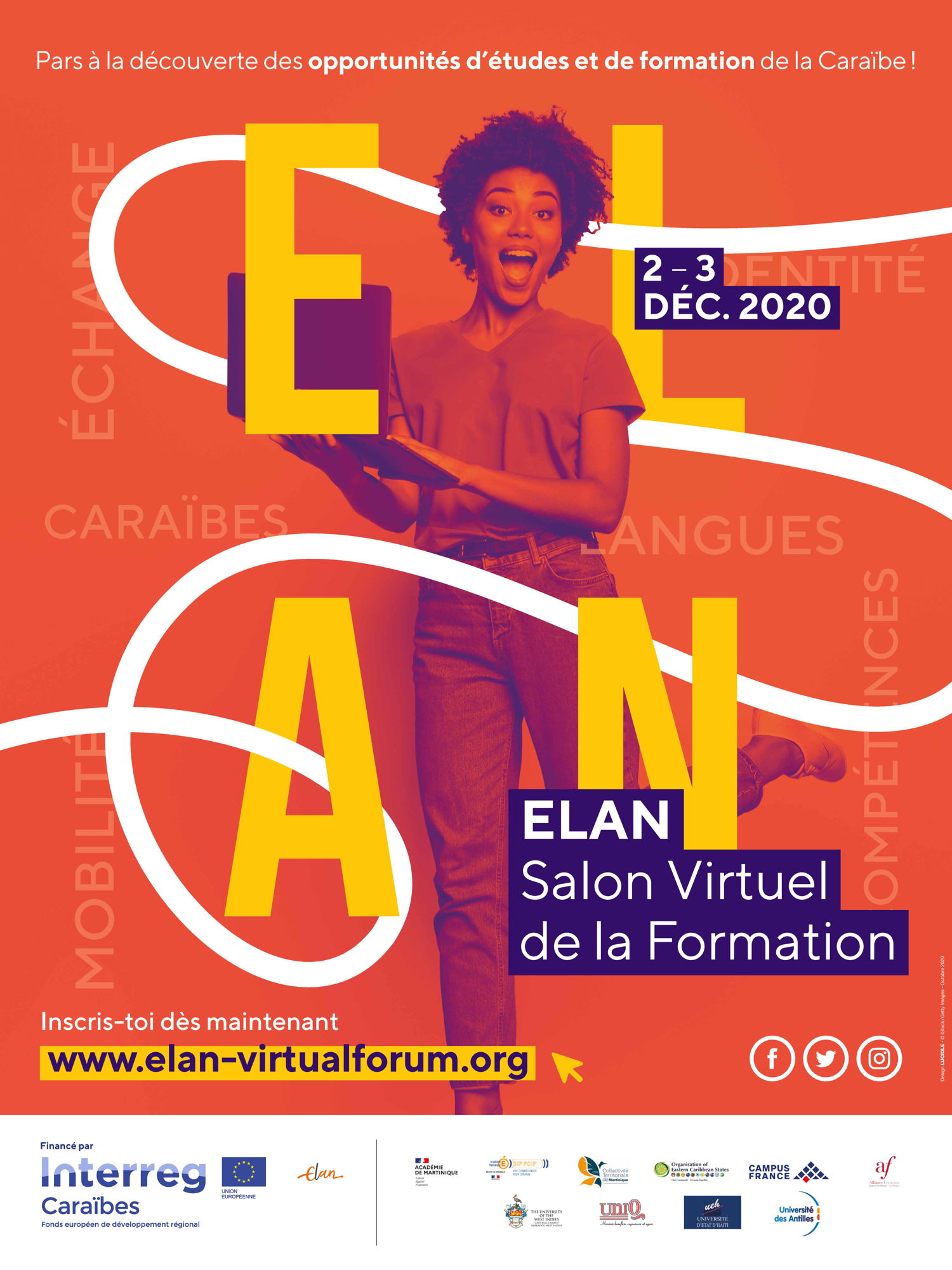 Affiche de promotion dur 1er Salon Virtuel des Etudes et de la Formation de la Caraïbe