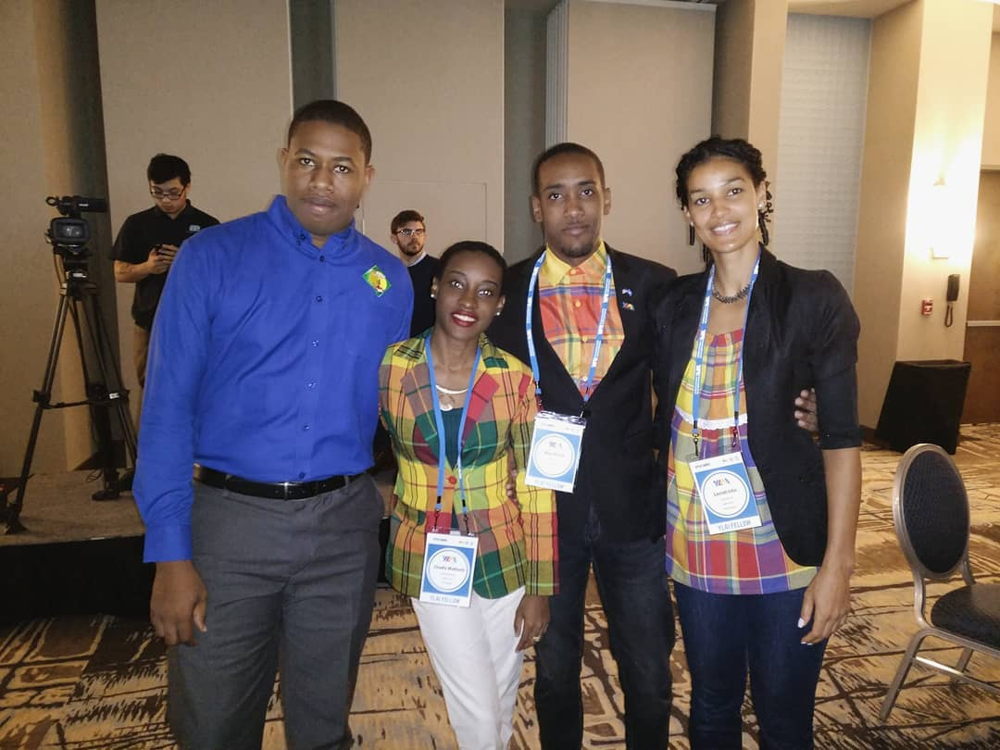 Johanan Dujon, Founder and Managing Director of Algas Organics in Saint Lucia with fellow colleagues from Saint Lucia attending the 2018 YLAI Launch event.