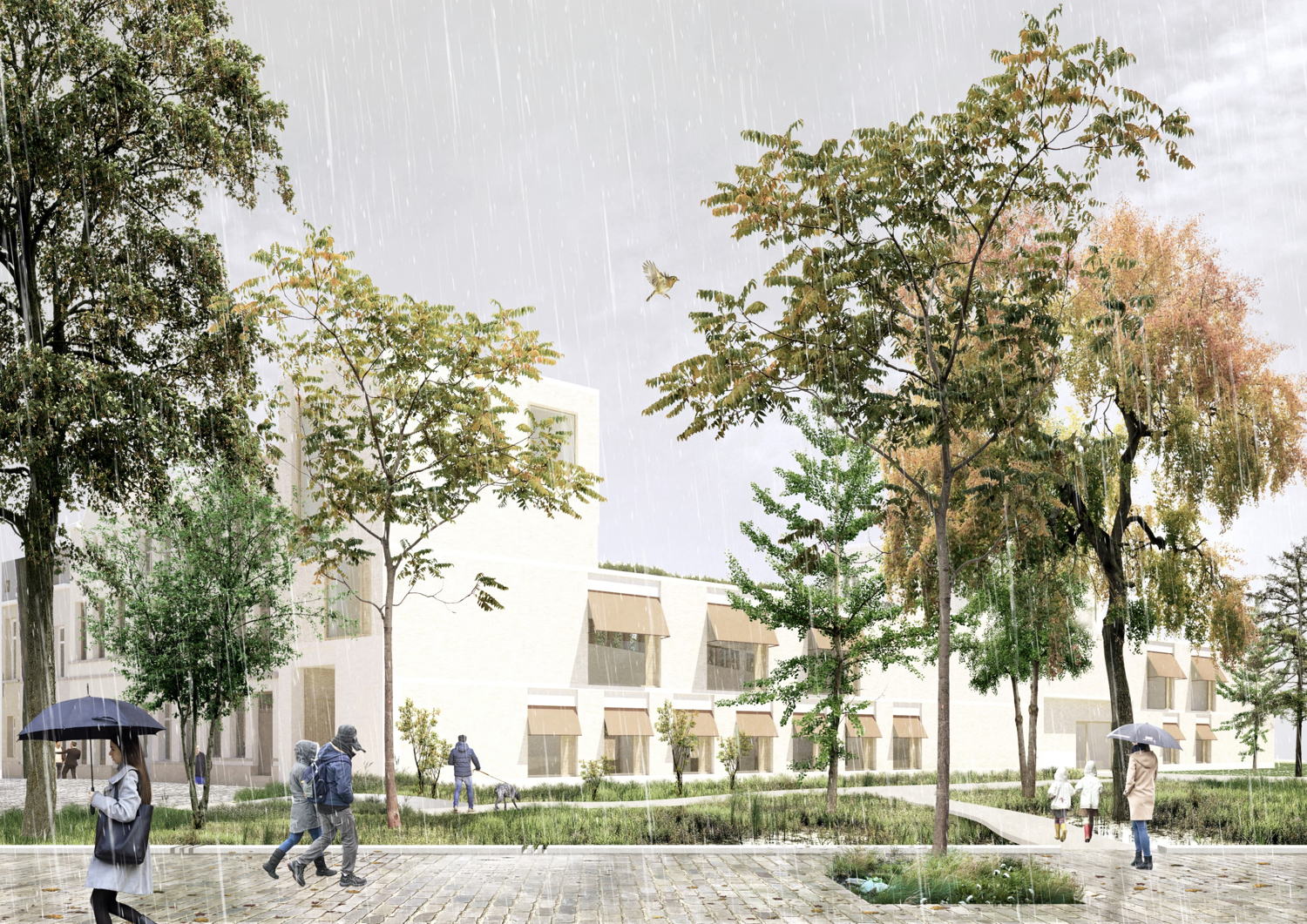 Mogelijk toekomstbeeld, met zicht op de nieuwbouw © Kollektif Landscape 