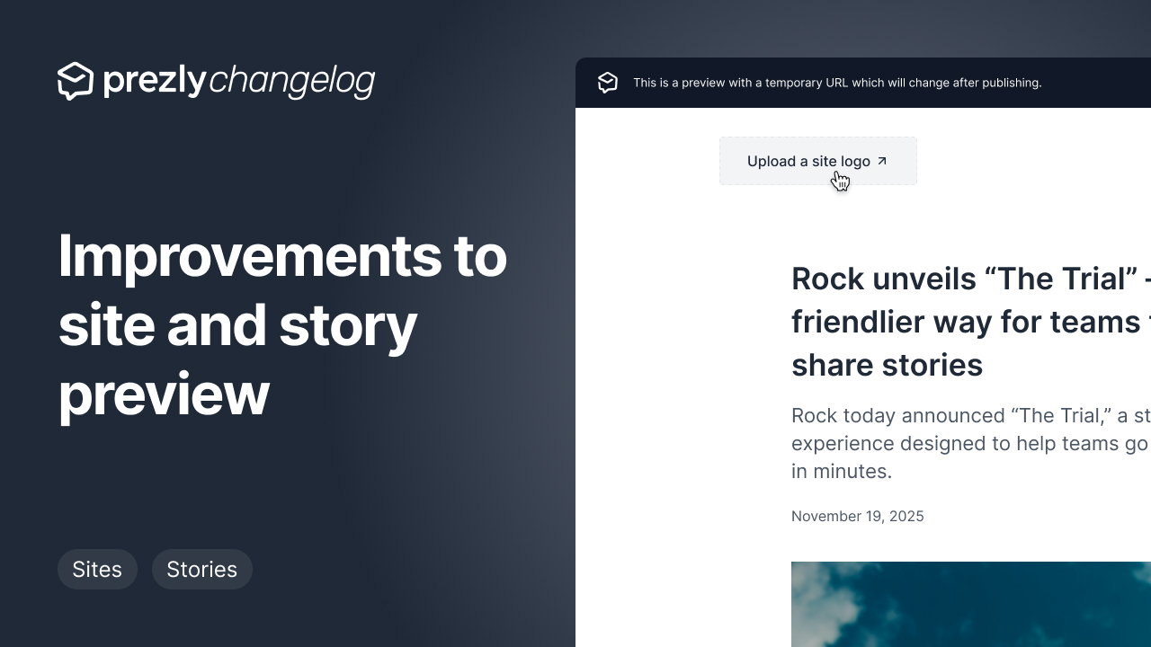 Improvements to site and story preview