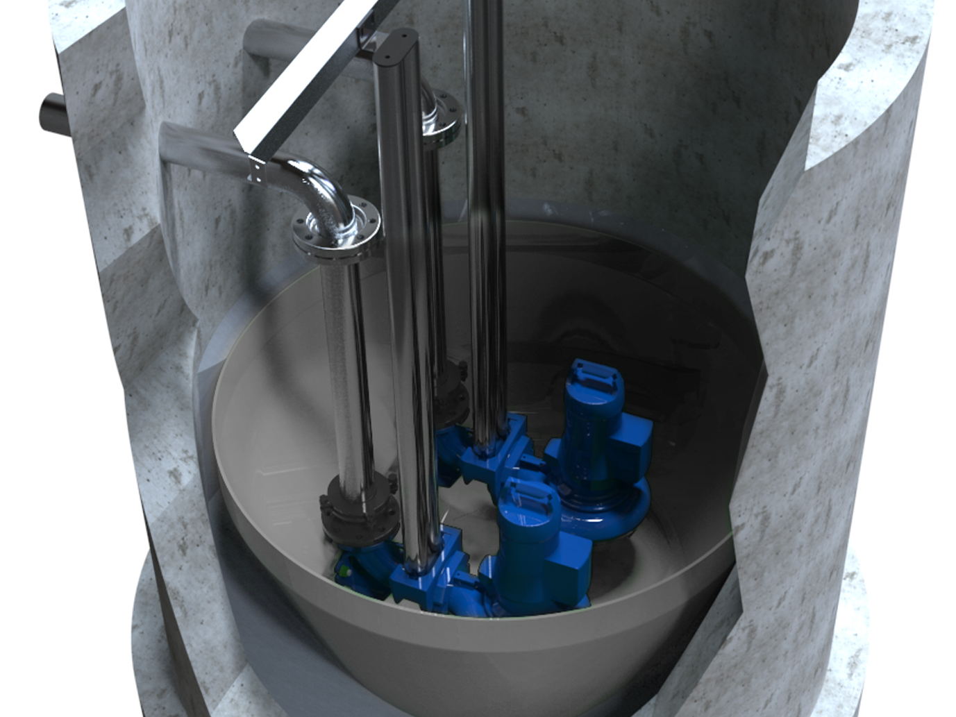 Fond de cuve autonettoyant de cuves pour eaux usées