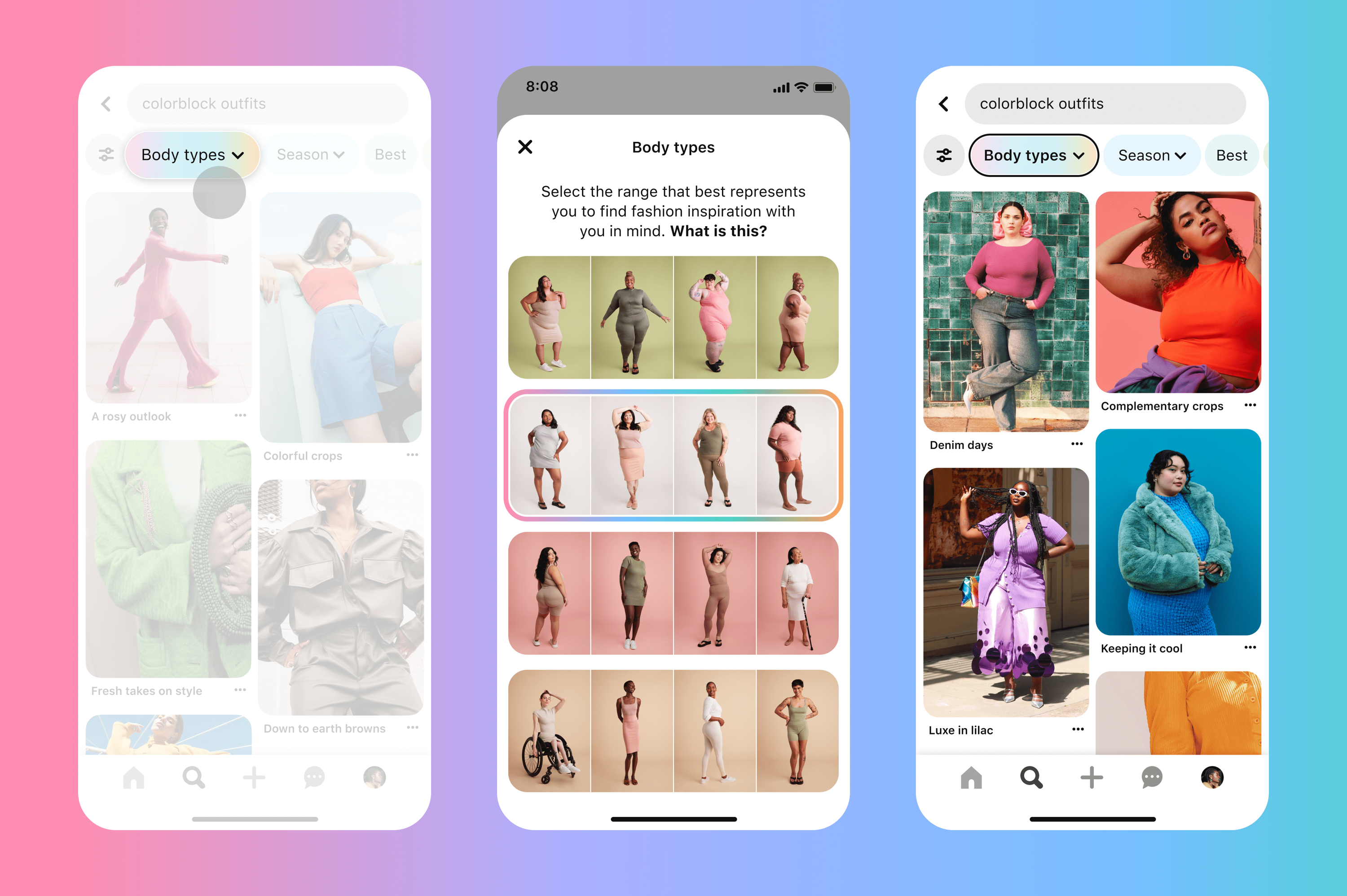La nueva gama de tipos de cuerpo de Pinterest brinda resultados de búsqueda mejores y más inclusivos