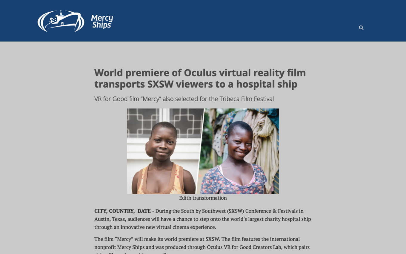 World premiere of Oculus virtual reality film transports SXSW viewers to a hospital ship