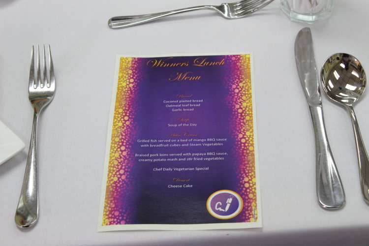 Menu of the OECS Winners Lunch. © Garfield Charles