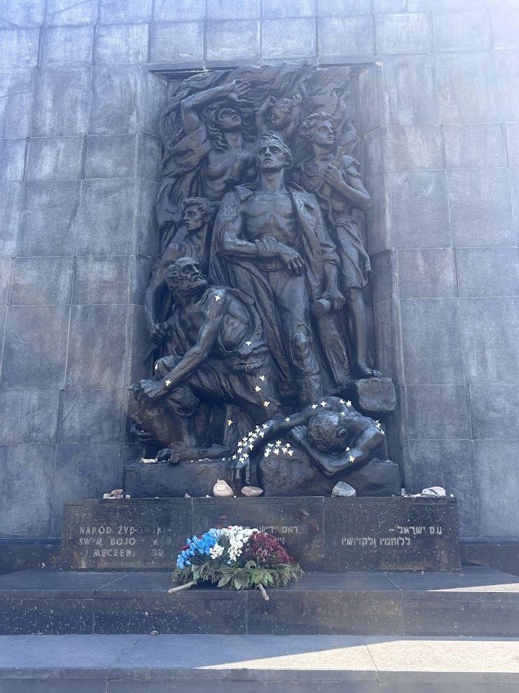 The Monument to the Ghetto Heroes is a monument in Warsaw, Poland, commemorating the Warsaw Ghetto Uprising of 1943 during the Second World War. It is located in the area, which was formerly a part of the Warsaw Ghetto, at the spot where the first armed clash of the uprising took place.