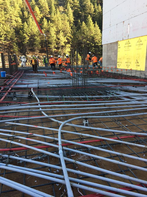 7600 LF of conduit were laid within the slab
