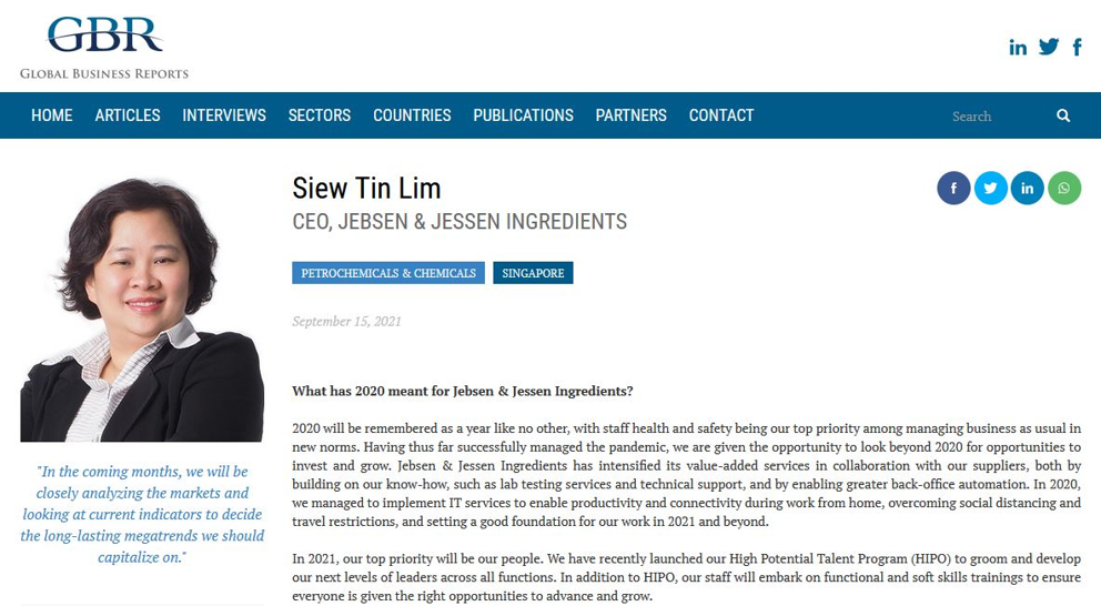 Interview with Jebsen & Jessen Ingredients CEO Siew Tin Lim