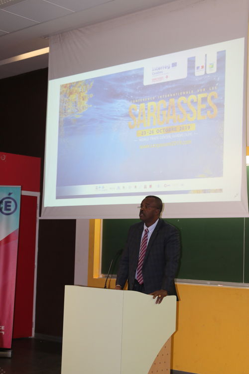 Opening Ceremony of the 1st International Conference on Sargassum at the University of Antilles (Day 1) in Guadeloupe.  President of the Regional Council of Guadeloupe Ary Chalus.