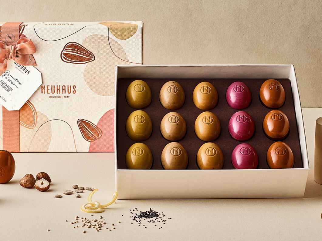 Neuhaus introduces a springtime first, combining surprising flavours with crunchy seeds 