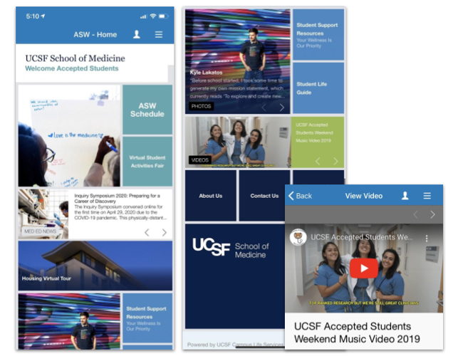 UC San Francisco - Best App for Recruiting and Admissions - Appademy Awards 2020